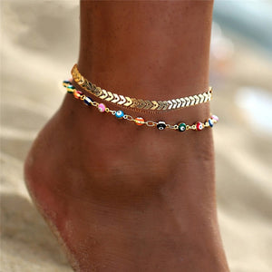 17KM Bohemian Colorful Eye Beads Anklets