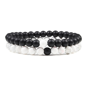 Set Unisex Yoga Bracelets (Black, White, Natural Lava Stone, Tiger Eye)