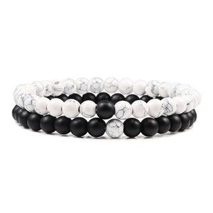 Set Unisex Yoga Bracelets (Black, White, Natural Lava Stone, Tiger Eye)