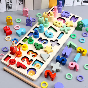 Wooden Montessori Educational Toys For Children Kids Early Learning Infant Shape Color Match Board