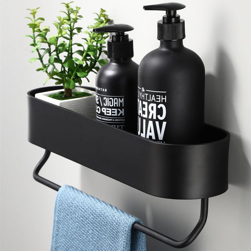 Black Aluminum Bathroom Tray Shelf Shower Caddy Bath Basket