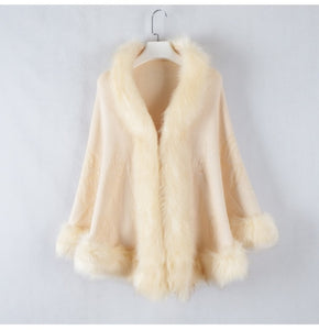 Winter Fur Coat Women Cape Plus Size Crochet Poncho