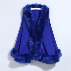 Winter Fur Coat Women Cape Plus Size Crochet Poncho