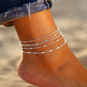 17KM Punk Multilayered Lock Snake Chain Anklet