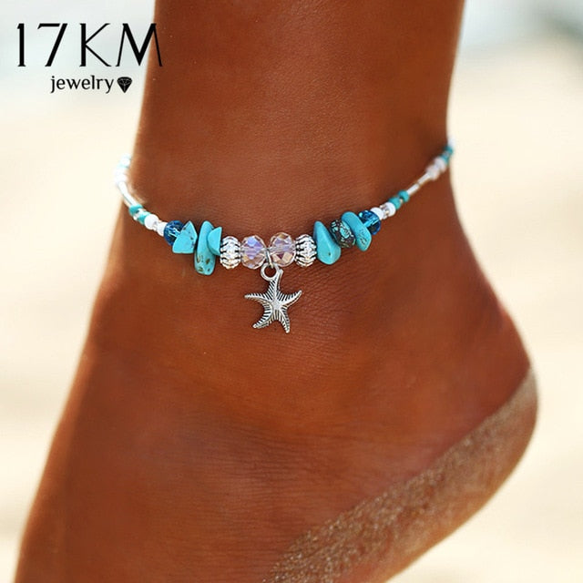 17KM Punk Multilayered Lock Snake Chain Anklet