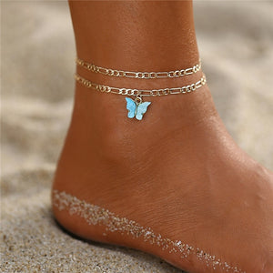 17KM Punk Multilayered Lock Snake Chain Anklet