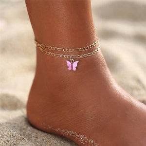 17KM Punk Multilayered Lock Snake Chain Anklet