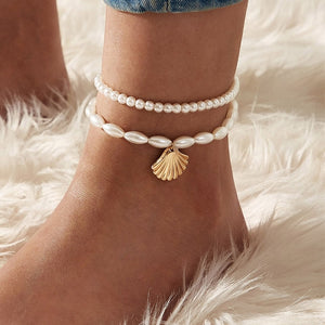 17KM Punk Multilayered Lock Snake Chain Anklet