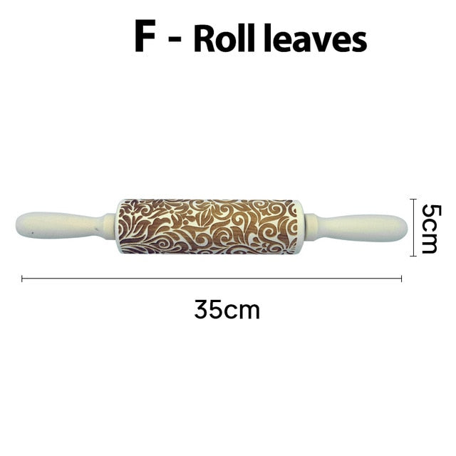 Christmas Rolling Pins Rock Snowflake Elk Patterned Roller 35*5cm