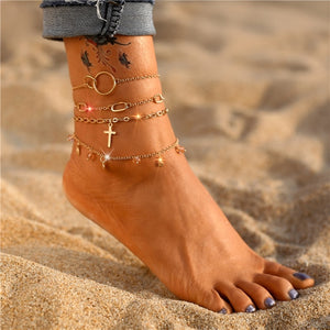 17KM Bohemian Gold Butterfly Chain Anklets