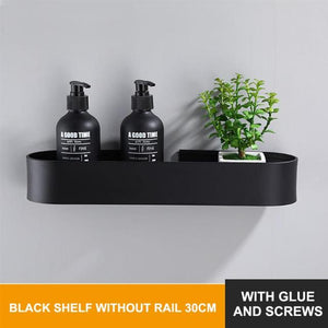 Bathroom Shelf Rack Kitchen Wall Shelves Bath Towel Holder Black Shower Storage Basket Kitchen Organizer Bathroom Accessories