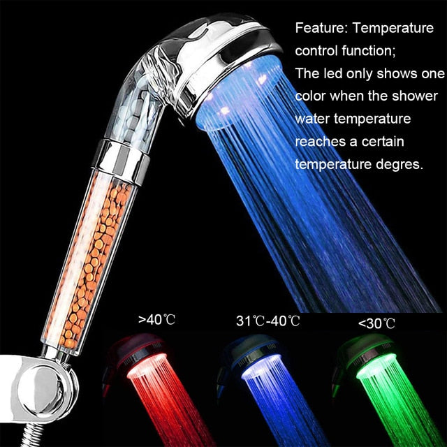 Bathroom 3/7 Colors Changes Led Shower Head High Pressure Water Saving Rainfall Negative Ion Filter Spa Shower Head