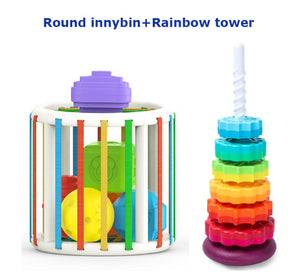 Baby Shape Sorting Toy  motor skill tactile touch toy 10 months to 3 years  InnyBin soft cube montessori educational toys