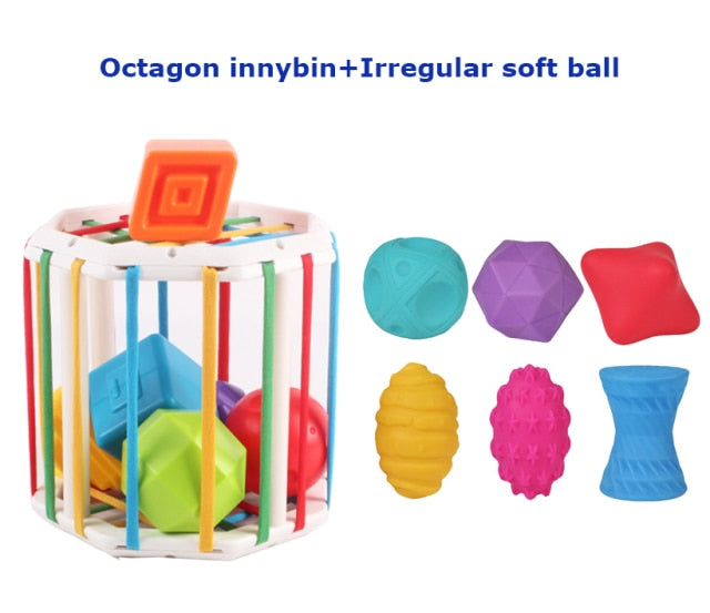 Baby Shape Sorting Toy  motor skill tactile touch toy 10 months to 3 years  InnyBin soft cube montessori educational toys