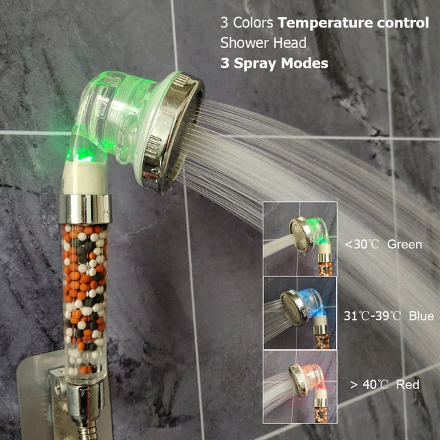 Zloog-Cabezal de ducha con luz LED para baño, alcachofa de ducha con  Control de temperatura y cambio de Color 3/7, ahorro de agua a alta  presión, Spa Mineral