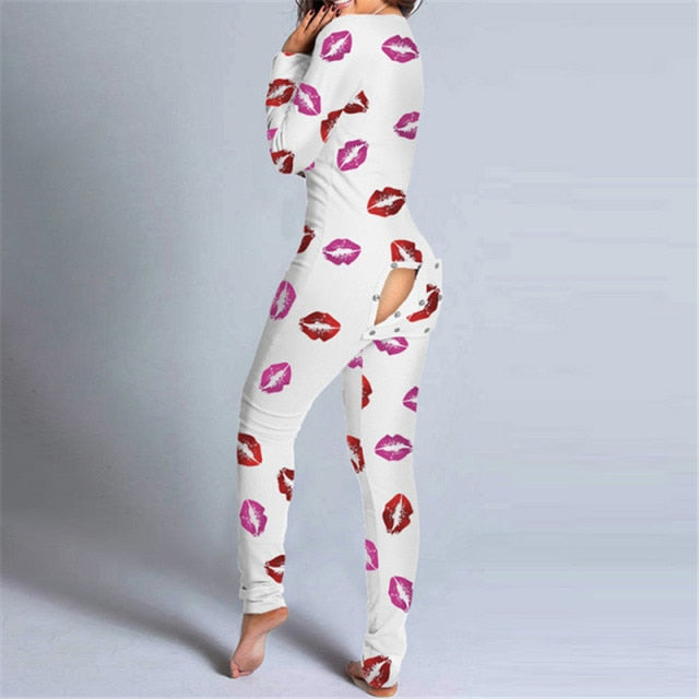 Women’s Pajamas Onesies Button-down Front Functional Buttoned Flap