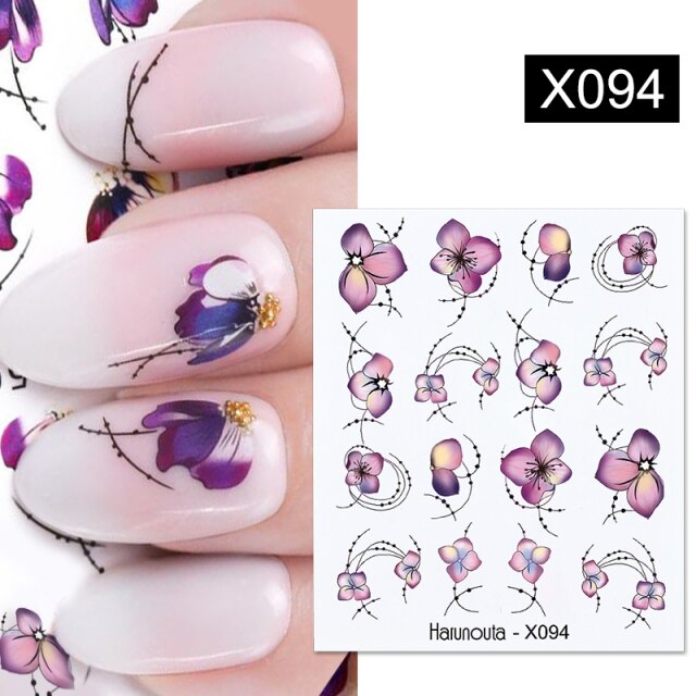 1 Sheet French Line Nail Water Decal Flower Marble Leaf Girl Stickers on Nails Water Ink Transfer Slider Nail Stickers Decor