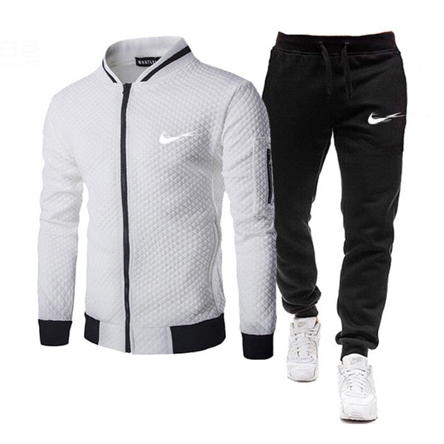 Brand men's tracksuit with zipper jacket and sweatpants