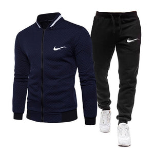 Brand men's tracksuit with zipper jacket and sweatpants