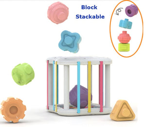 Baby Shape Sorting Toy  motor skill tactile touch toy 10 months to 3 years  InnyBin soft cube montessori educational toys