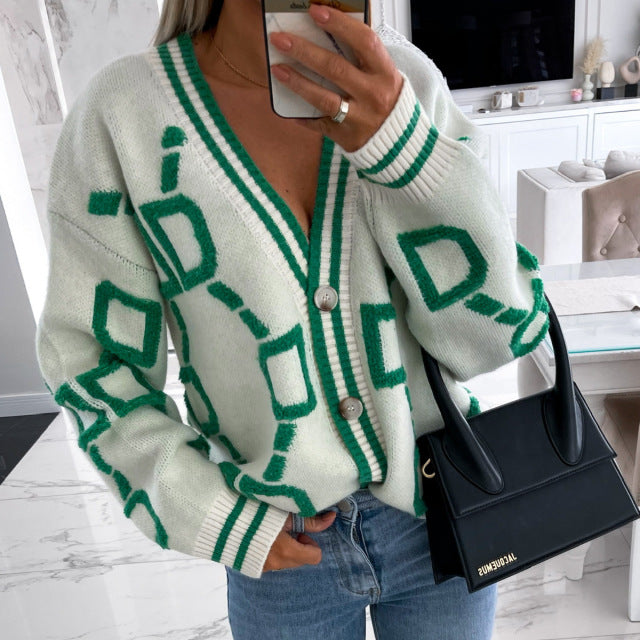 Autumn Winter Button Up Loose Cardigan Sweater Women Knitted Long
